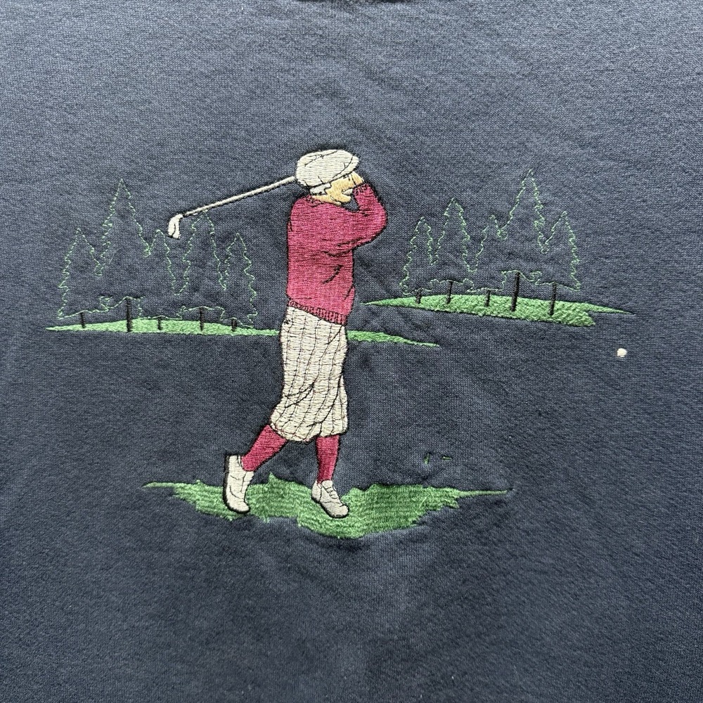 Vintage Nutmeg Mills Sweatshirt Mens Large‎ Blue Golf Embroidered Made In USA - Picture 2 of 5